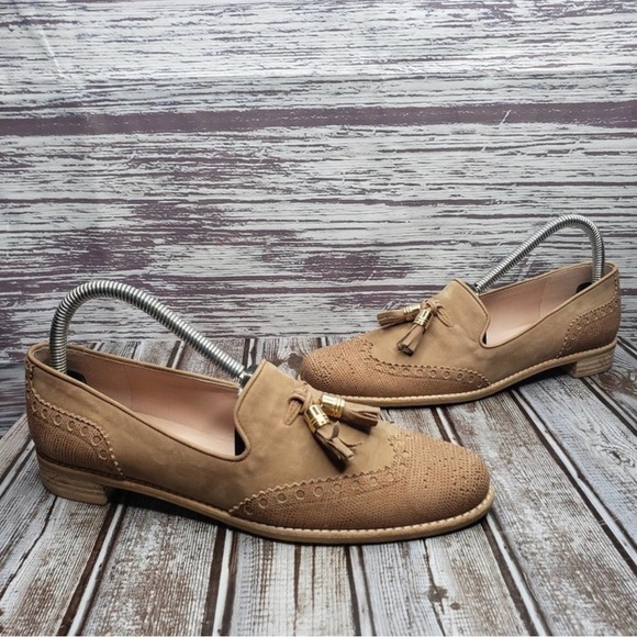 Stuart Weitzman Guything Tan NUBUC Slip on loafers size 8.5 - Picture 1 of 8